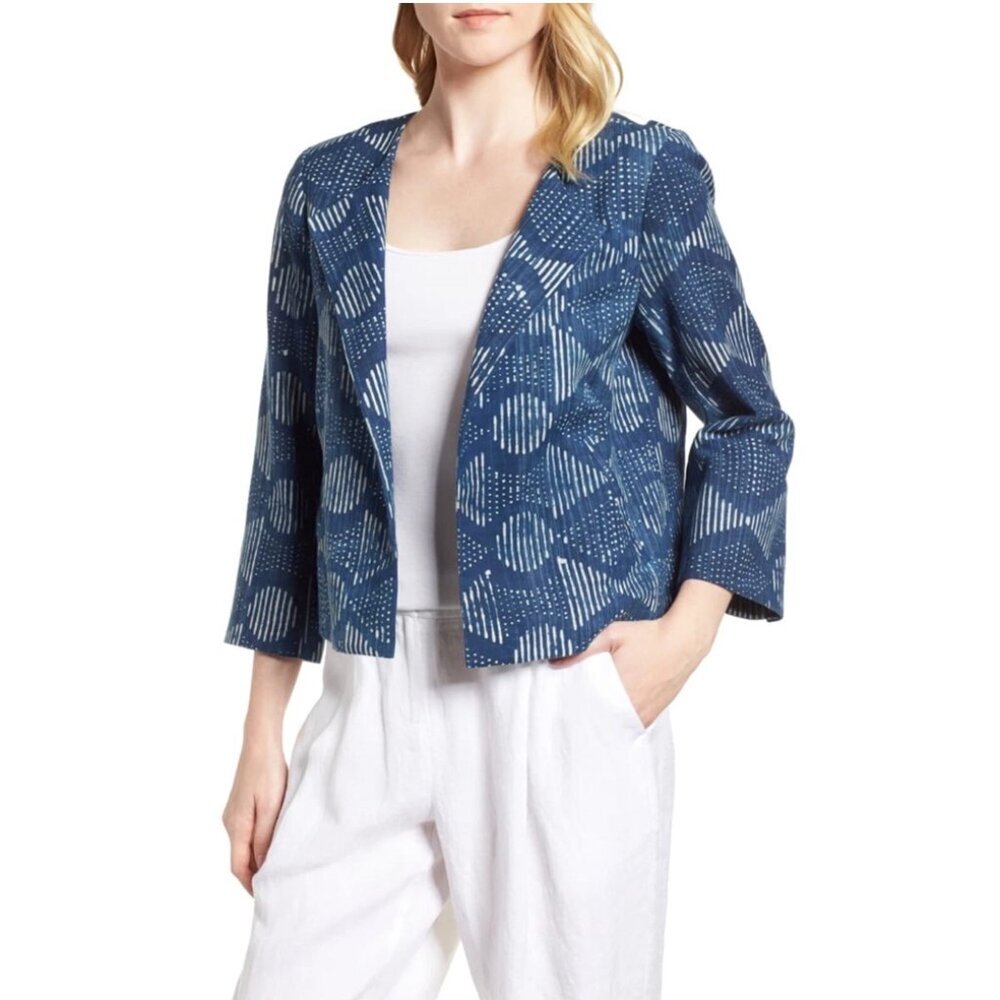 Eileen Hand-Printed Indigo Organic Cotton Jacket
